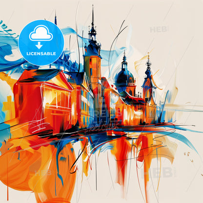 Vibrant Schwerin, Germany - A Painting Of A City