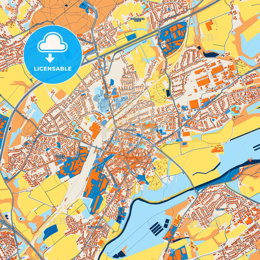 Colorful Schwerte Street Map with Labels and Buildings