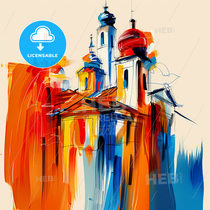 Vibrant Scottsdale, Arizona - A Painting Of A Building With Towers