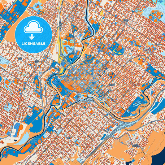 Colorful Scranton Street Map with Labels and Buildings