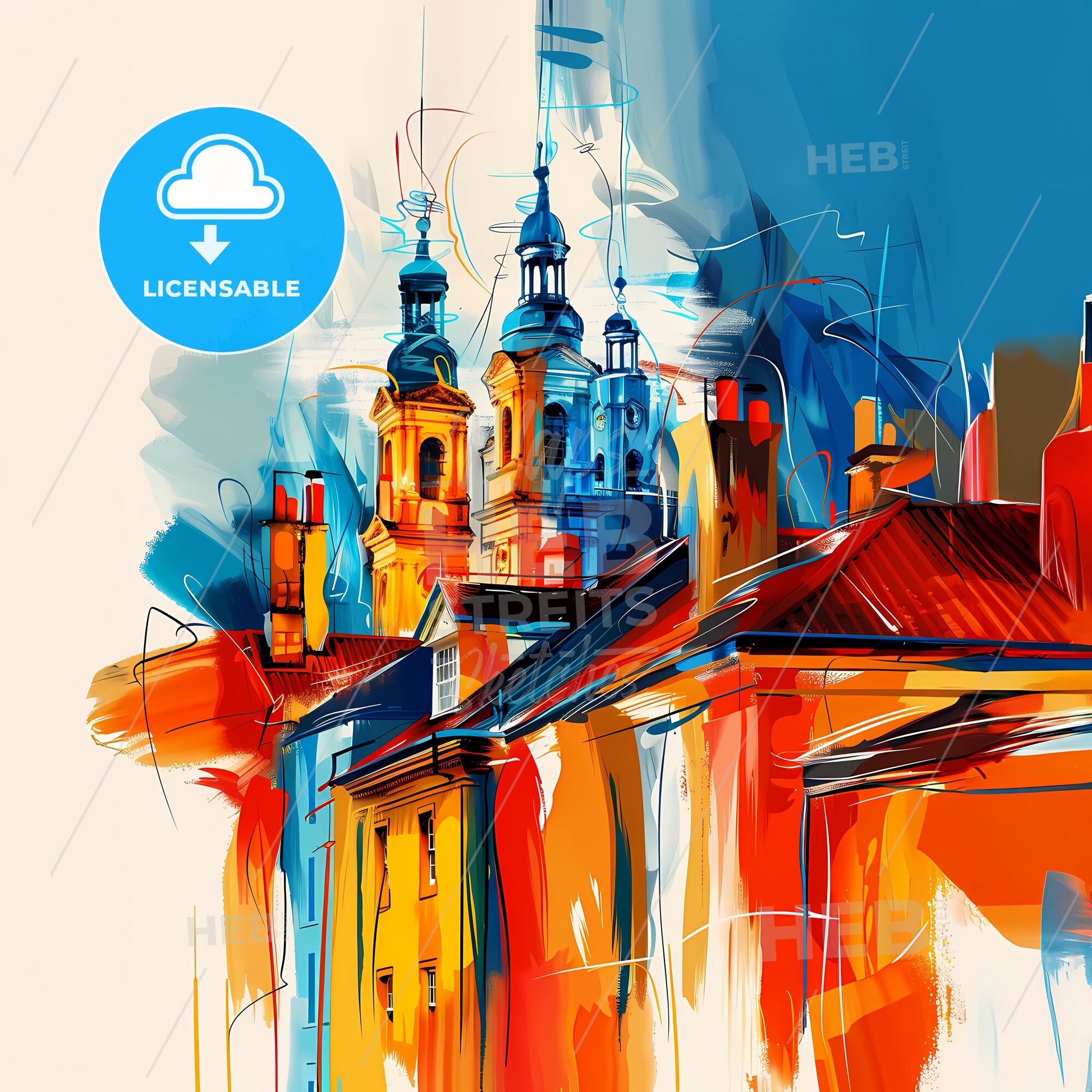 Vibrant Scunthorpe, England - A Painting Of A Building With Towers