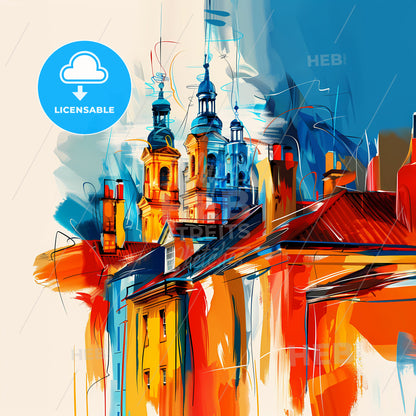 Vibrant Scunthorpe, England - A Painting Of A Building With Towers