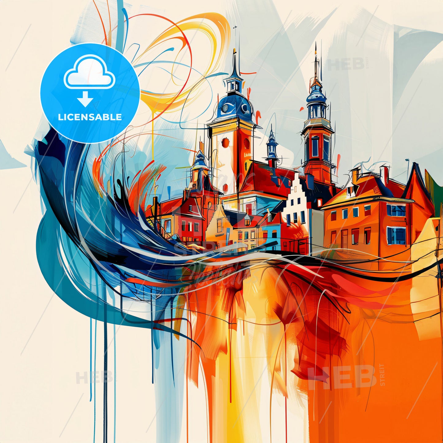 Vibrant Súdwest-Fryslân, Netherlands - A Painting Of A City