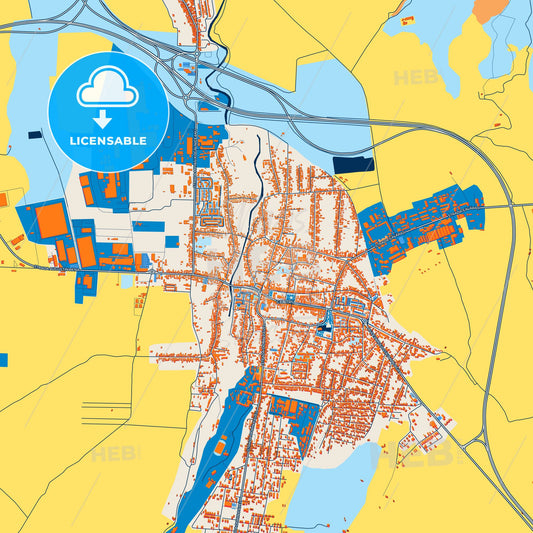 Colorful Sebeș Street Map with Labels and Buildings