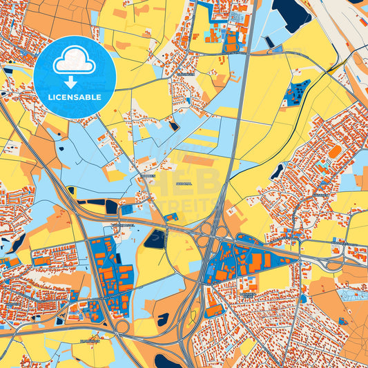 Colorful Seevetal Street Map with Labels and Buildings