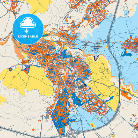 Colorful Segovia Street Map with Labels and Buildings