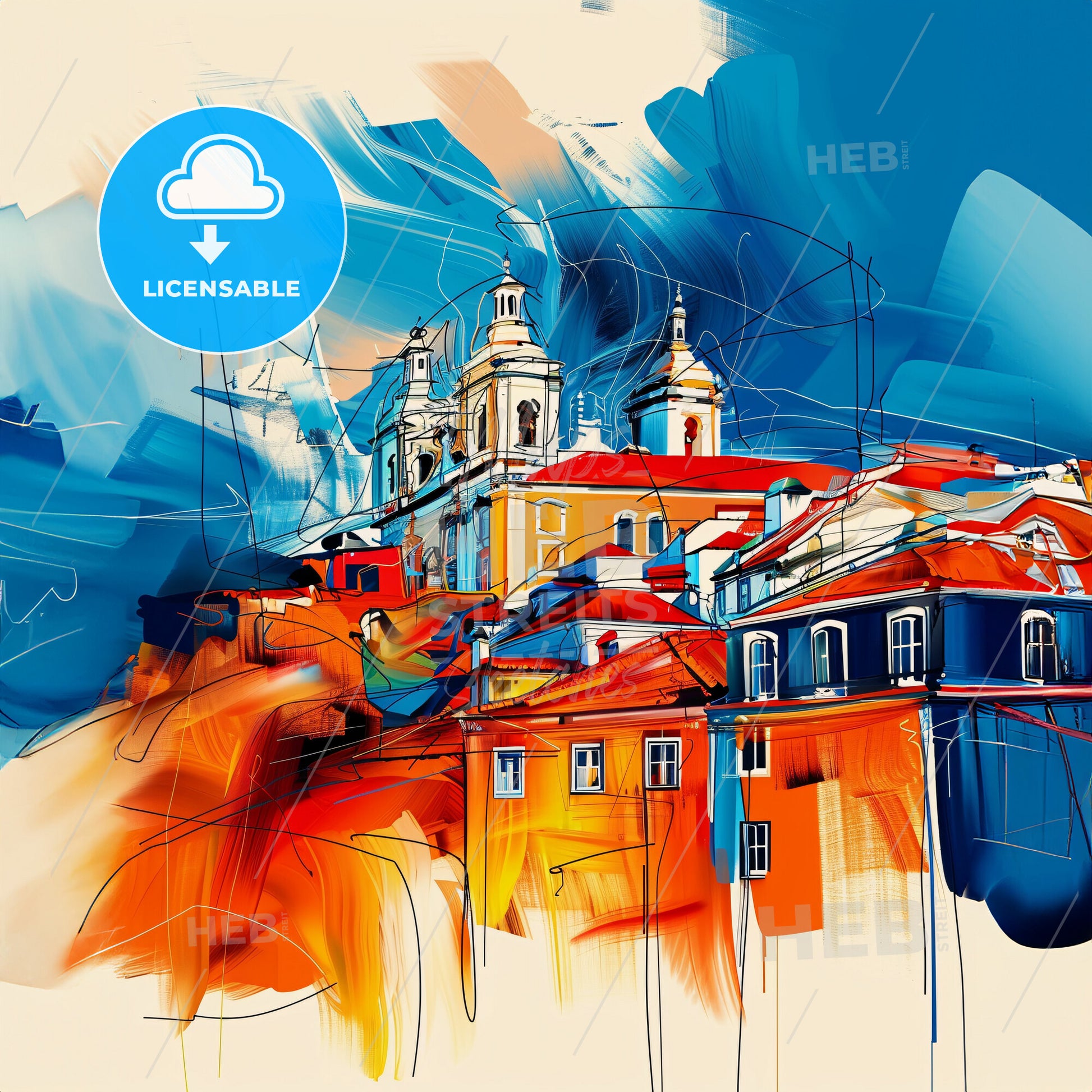 Vibrant Seixal, Portugal - A Painting Of A Building