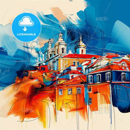 Vibrant Seixal, Portugal - A Painting Of A Building