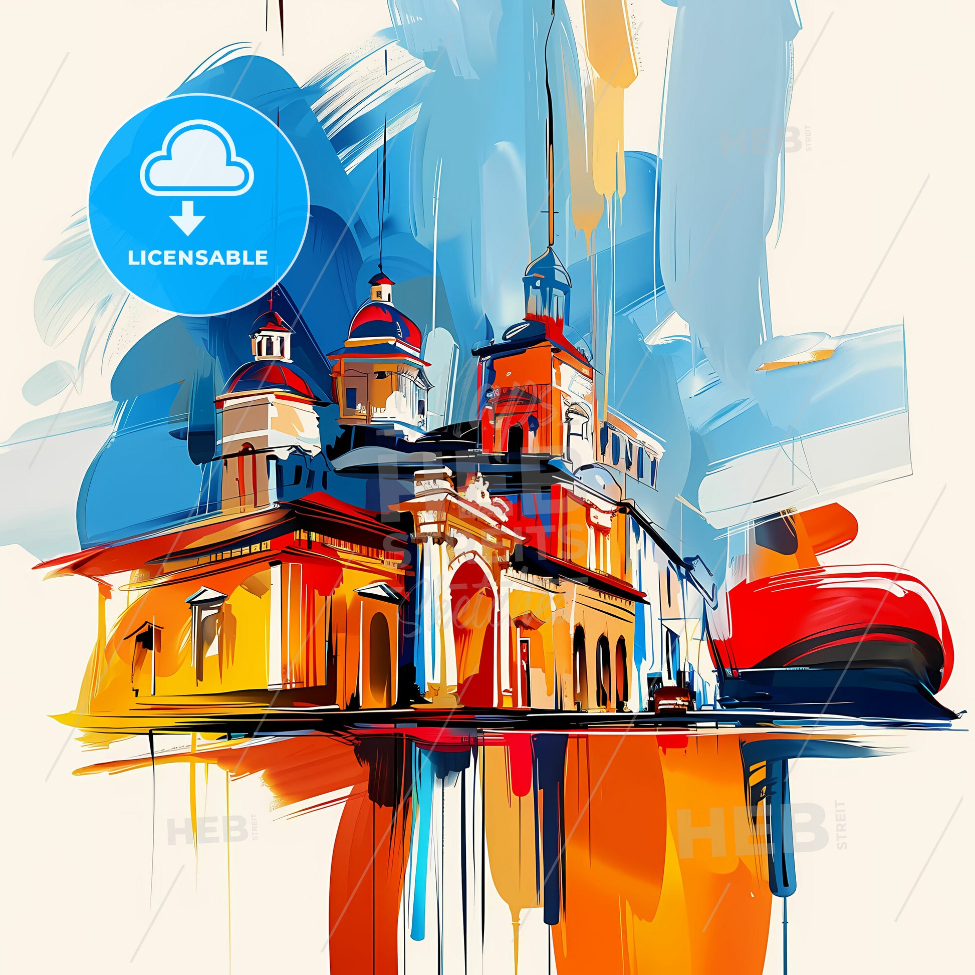 Vibrant Semarang, Indonesia - A Painting Of A Building