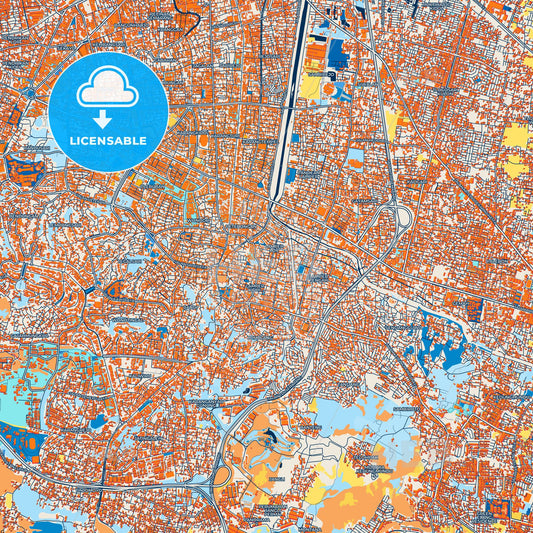 Colorful Semarang Street Map with Labels and Buildings