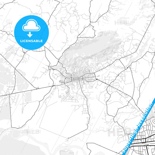 Senaki, Georgia light map with streetnames, citynames and districts