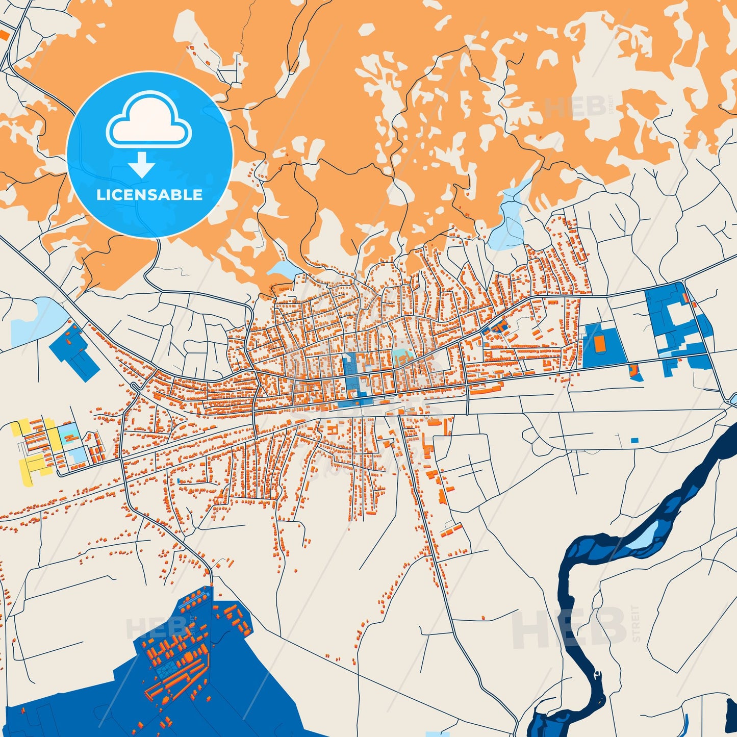 Colorful Senaki Street Map with Labels and Buildings