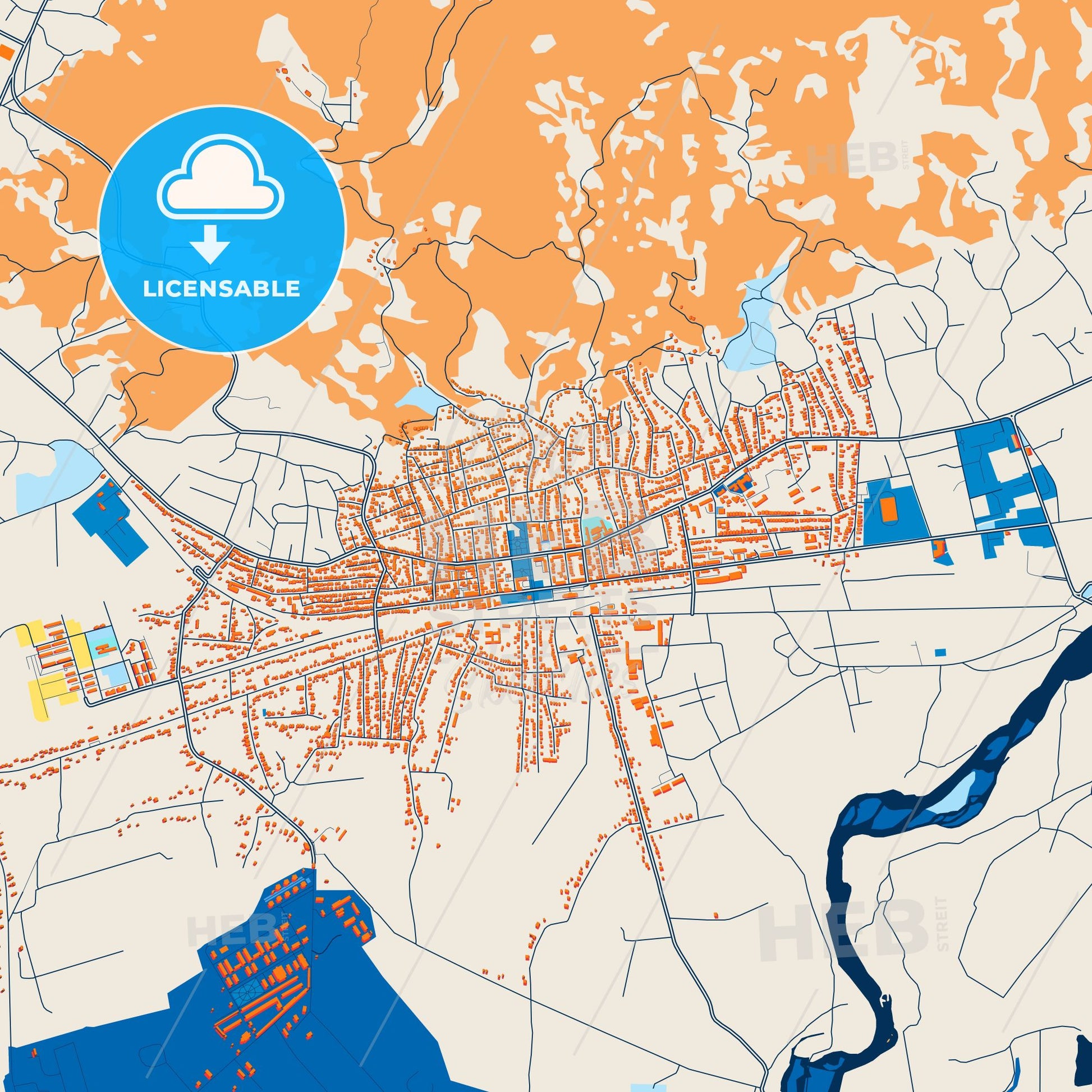 Colorful Senaki Street Map with Labels and Buildings