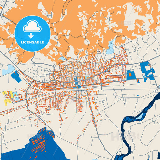 Colorful Senaki Street Map with Labels and Buildings