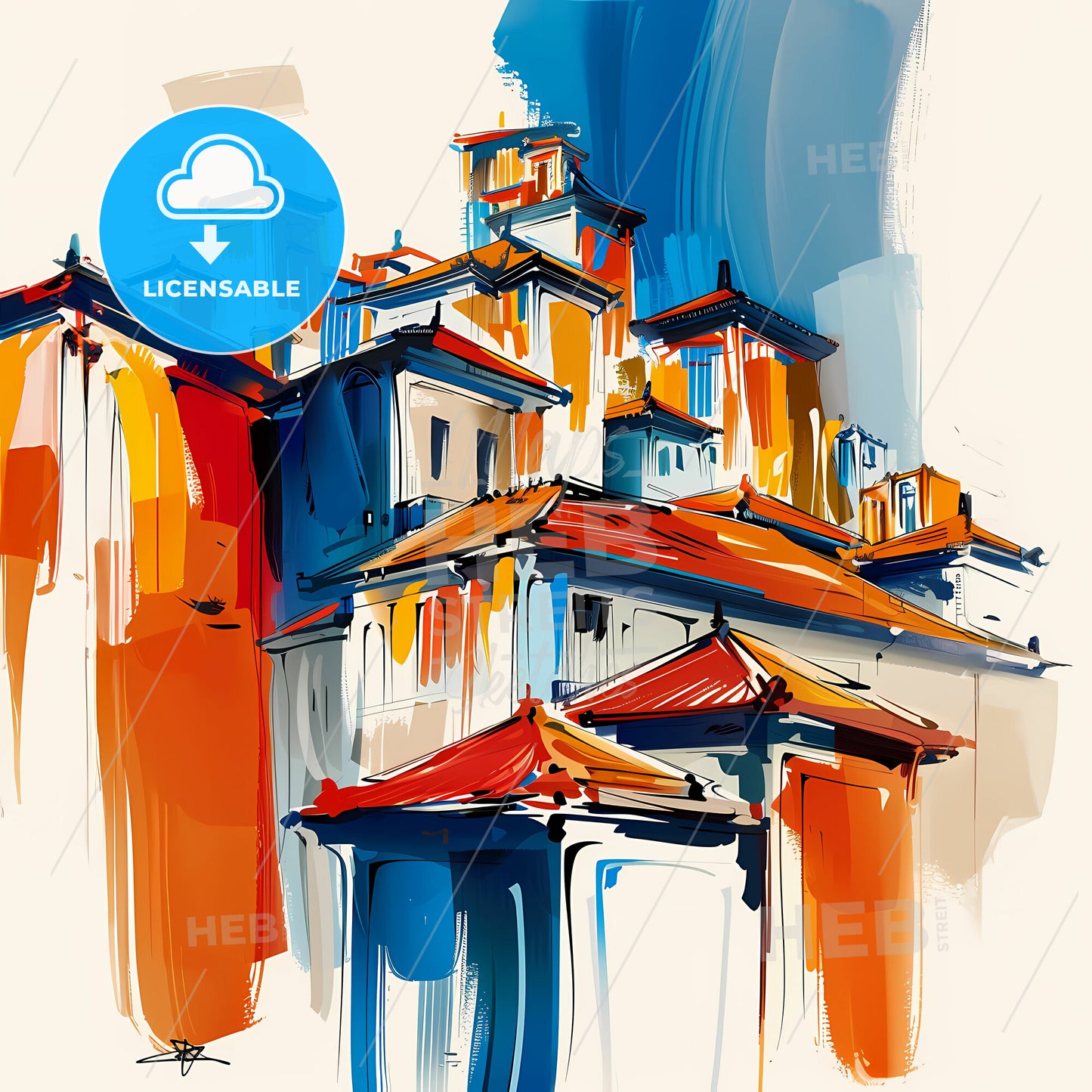 Vibrant Sendai, Japan - A Painting Of A Building