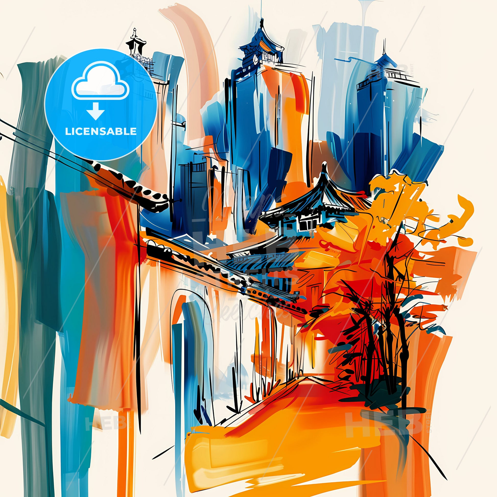 Vibrant Seoul, South Korea - A Painting Of A City