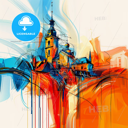 Vibrant Seraing, Belgium - A Painting Of A Building