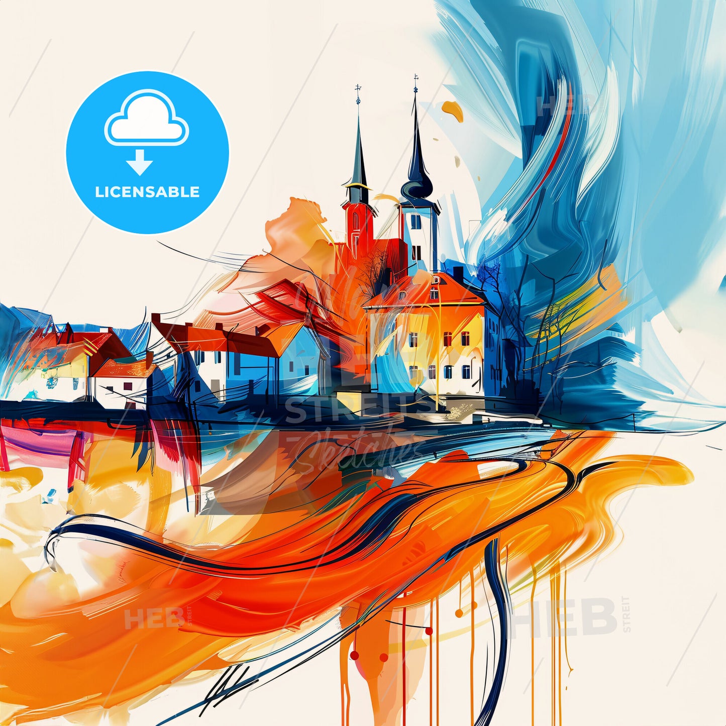 Vibrant Seraing, Belgium - A Painting Of A Town