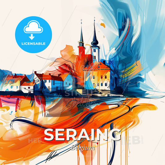 Vibrant Seraing, Belgium - A Painting Of A Town - Square format print template