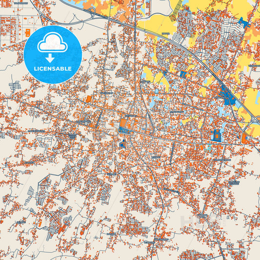 Colorful Serang Street Map with Labels and Buildings