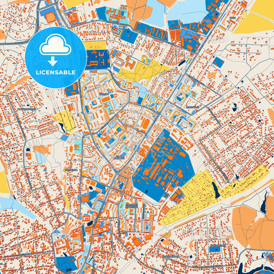 Colorful Sergiyev Posad Street Map with Labels and Buildings