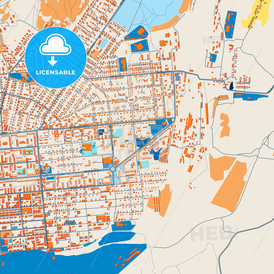 Colorful Serov Street Map with Labels and Buildings
