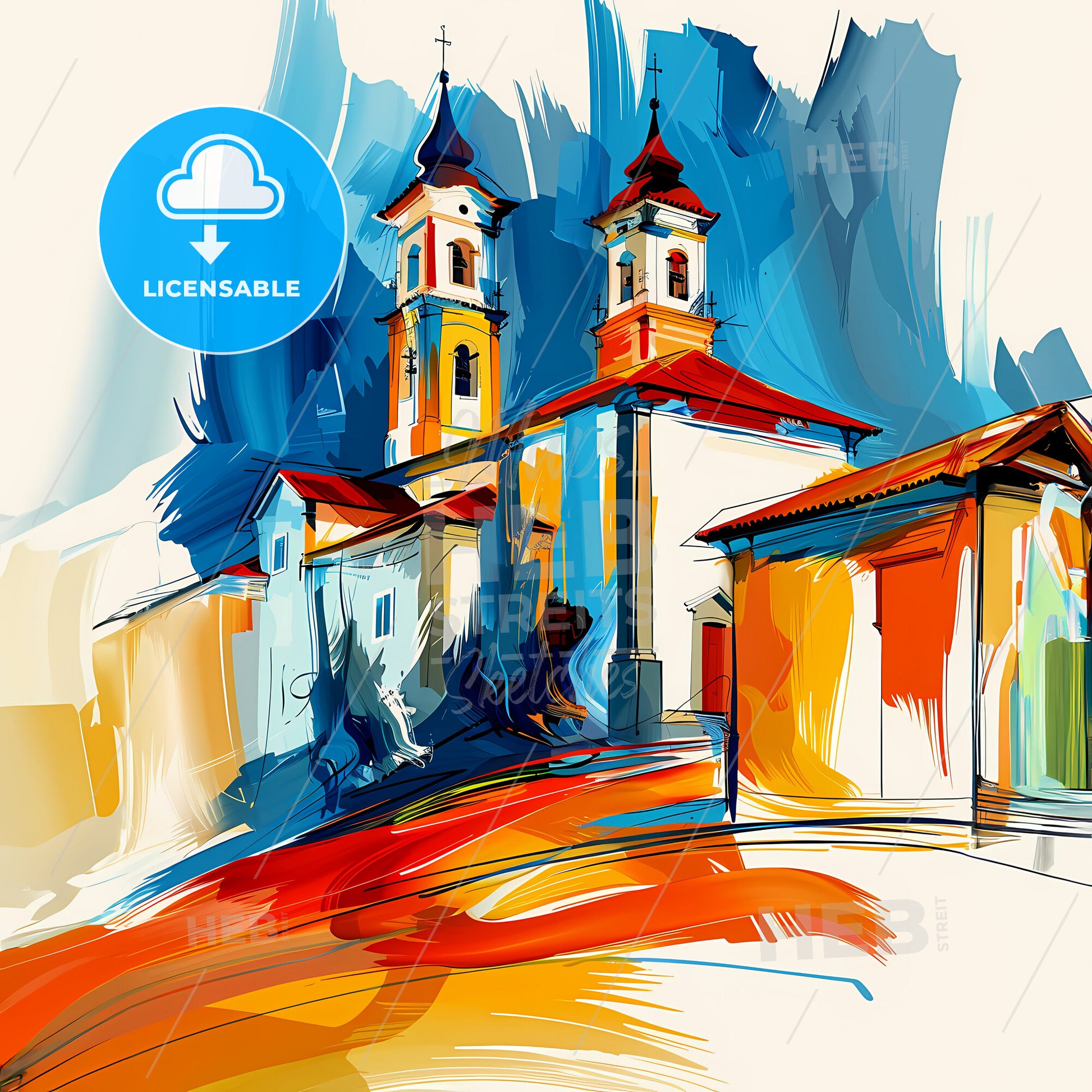 Vibrant Serra, Brazil - A Painting Of A Church