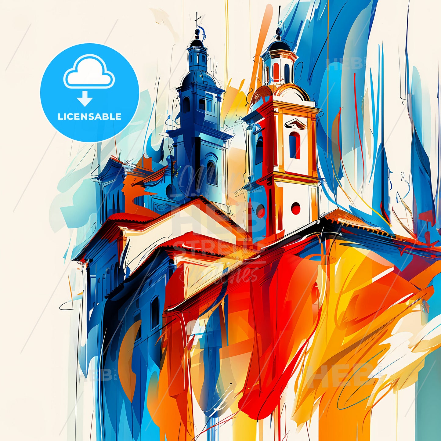 Vibrant Serra, Brazil - A Painting Of A Building With Towers