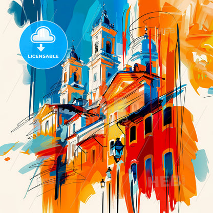 Vibrant Serra, Brazil - A Painting Of A Building