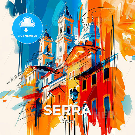 Vibrant Serra, Brazil - A Painting Of A Building - Square format print template