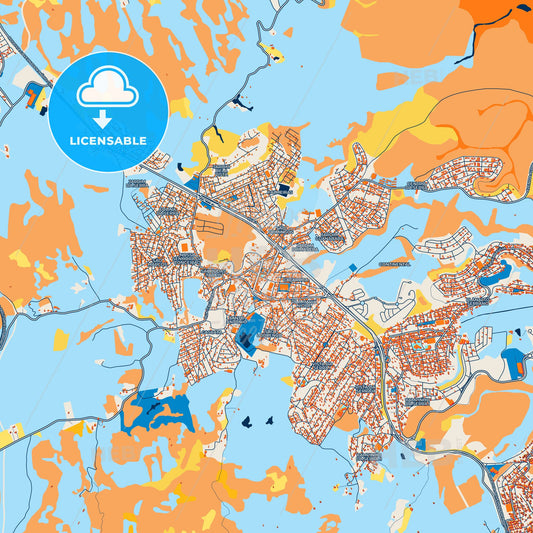 Colorful Serra Street Map with Labels and Buildings