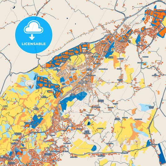 Colorful Serravalle Street Map with Labels and Buildings