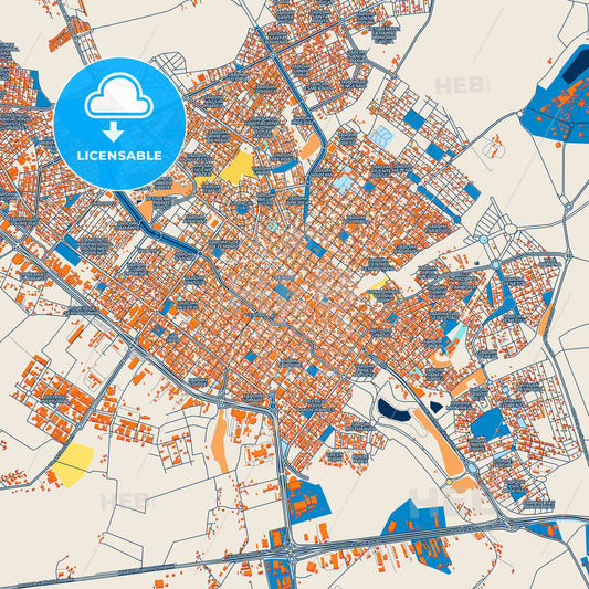 Colorful Sertaozinho Street Map with Labels and Buildings