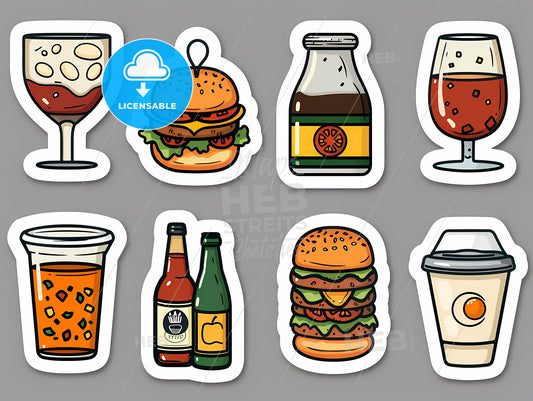 Vibrant and Minimalist Drink Stickers Collection: Vivid Colors, Geometric Shapes, Art Expression