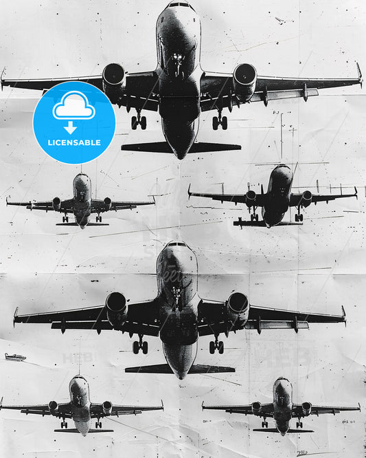 Airplanes Over Bright Backdrops - A group of airplanes in the sky