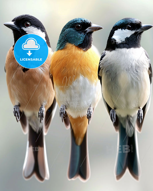 Modern Black-and-White Bird Art for Home - A group of colorful birds