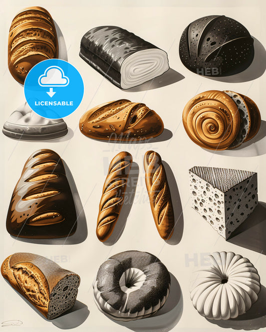 Bread Art Sketch: From Bakery to Wall - A collection of different types of bread