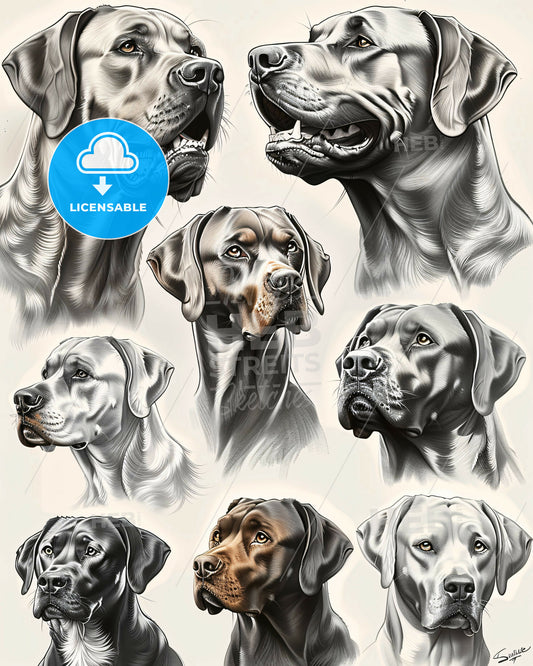 Canine Collage: Line Art Gallery on Paper - A collage of dogs