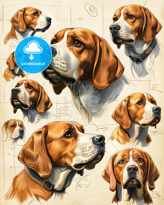 Dogs in Style: Line Art on Vivid Paper - A collage of a dog