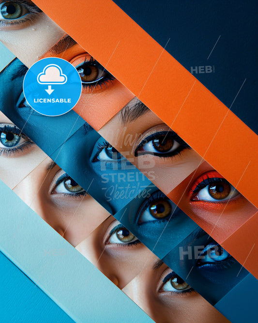 Eclectic Sketch of Eye Diversity - A collage of different colored eyes