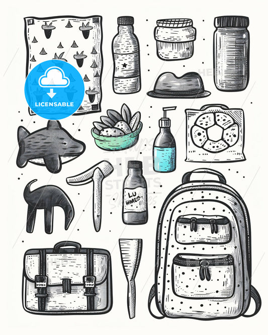 Hostel Icons Art for Your Wall - A collection of objects and objects