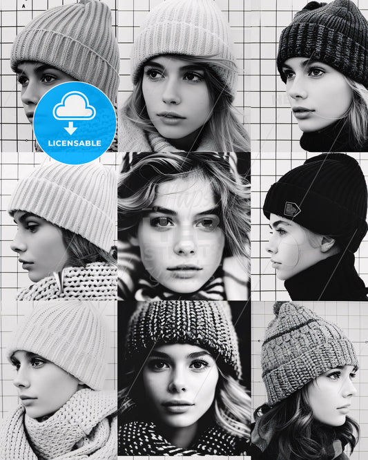 Striking Icons Sketching Human Diversity - A collage of a woman wearing knit hats