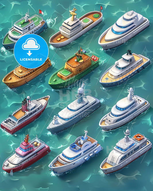 Maritime Sketches: A Seafaring Collection on Paper - A group of boats in water