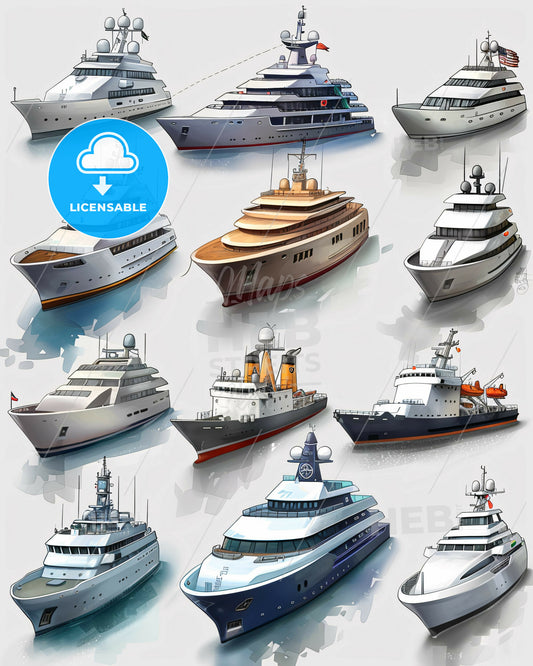 Black And White Sketchy Ships Poster - A group of boats in water