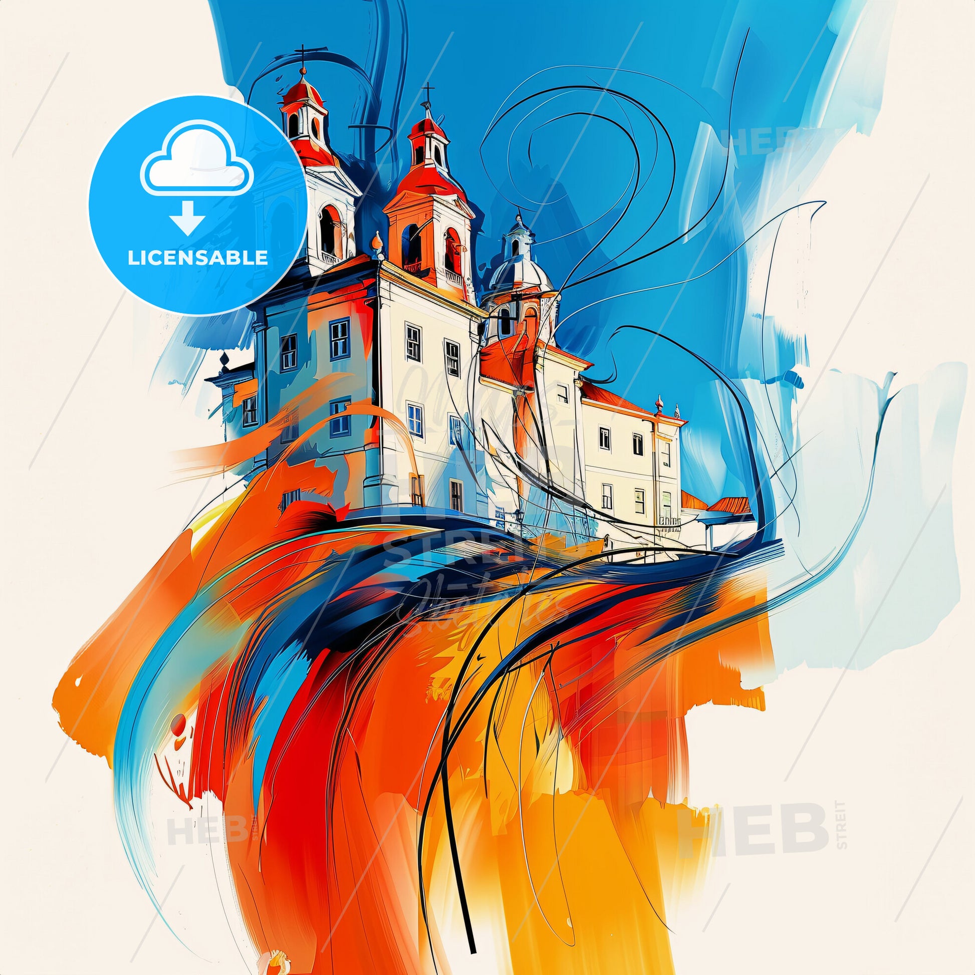 Vibrant Setúbal, Portugal - A Painting Of A Building With Colorful Paint