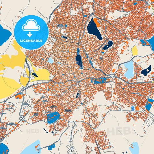 Colorful Sete Lagoas Street Map with Labels and Buildings