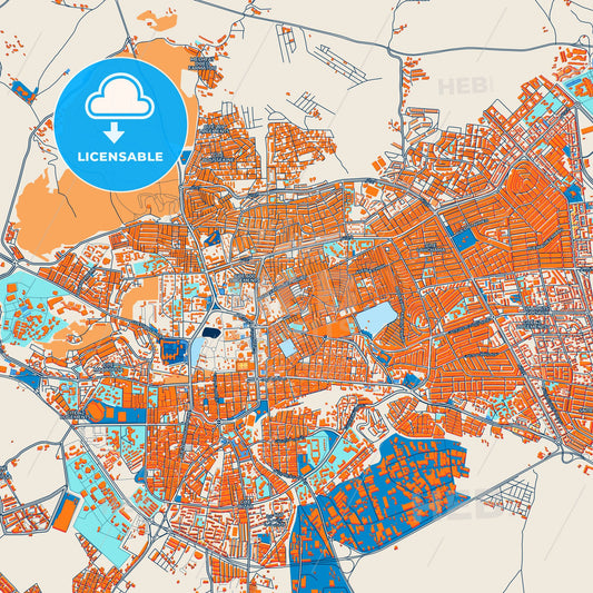Colorful Setif Street Map with Labels and Buildings