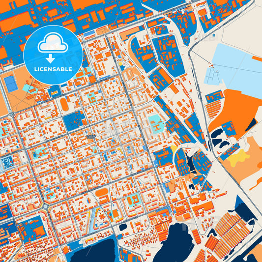 Colorful Severodvinsk Street Map with Labels and Buildings
