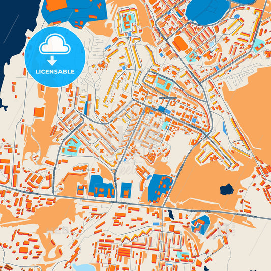 Colorful Severomorsk Street Map with Labels and Buildings