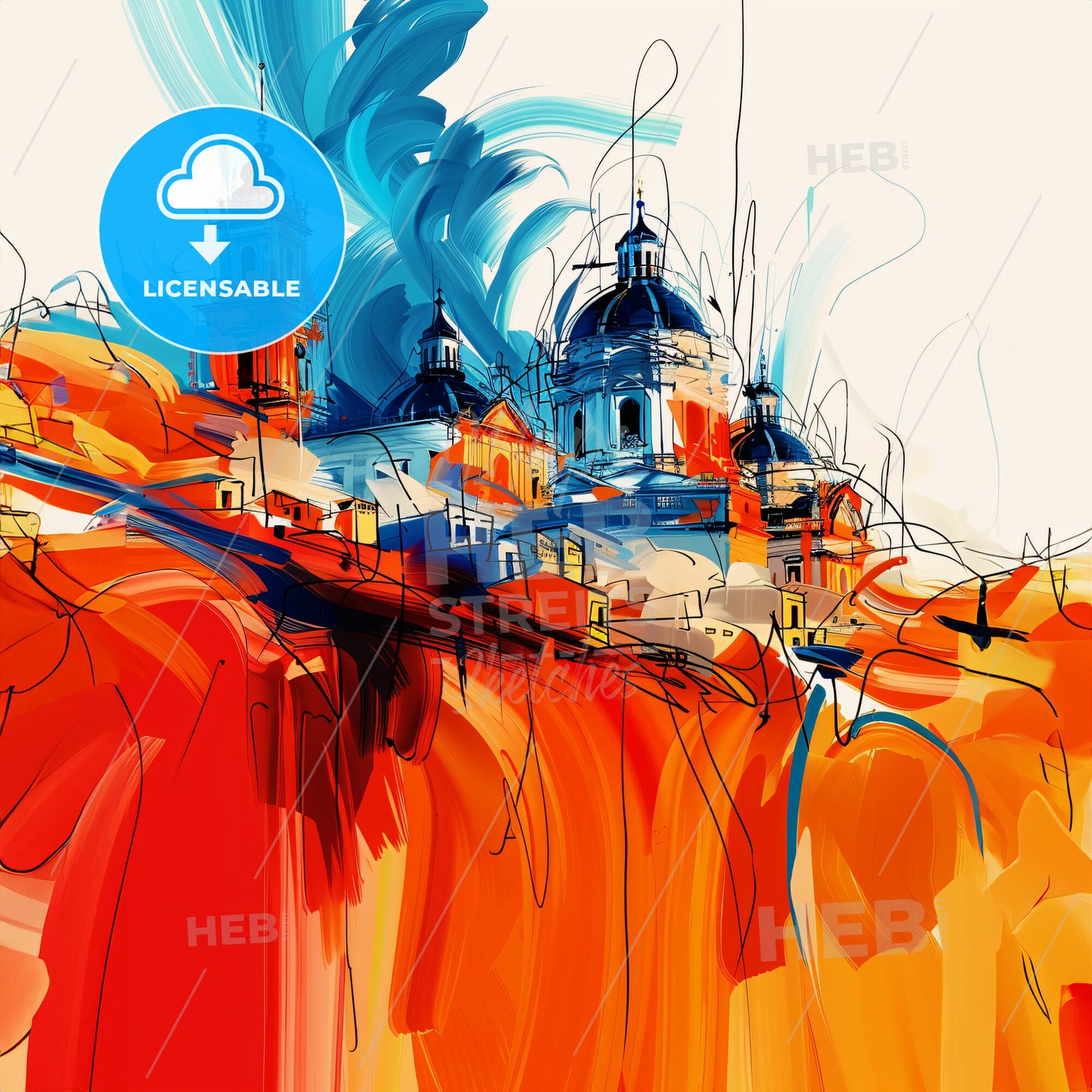 Vibrant Sevilla, Spain - A Painting Of A Building With Towers